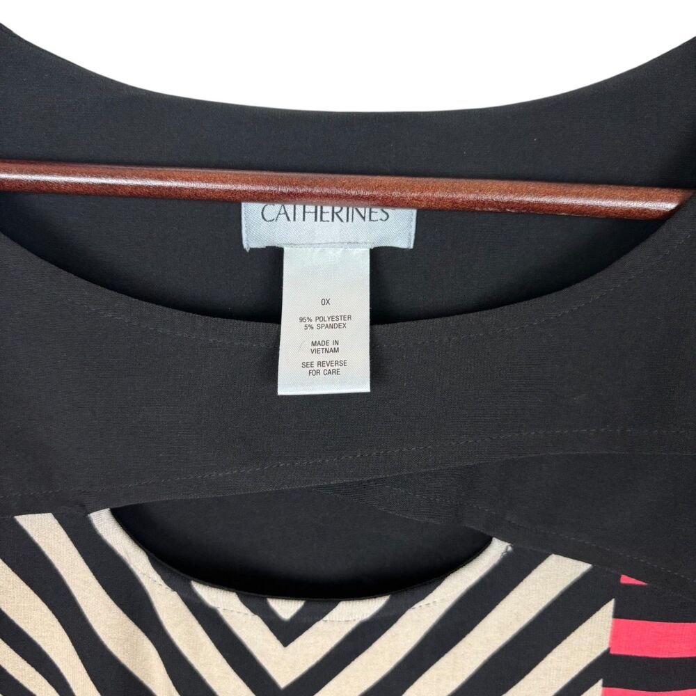 Catherine’s Striped Dress Women’s 0X Black Red Tank Chevron Striped - Picture 3 of 4